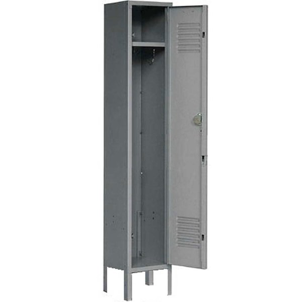 Global Industrial Single Tier Locker, 12x12x60, 1 Door, Unassembled, Gray 652060GY